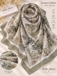 Foulard Chiffon 150×150 — بني ذهبي 06