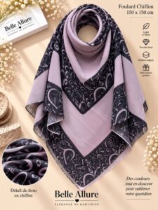 Foulard Chiffon 150×150 — رمادي 04