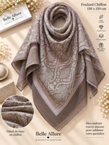 Foulard Chiffon 150×150 — بني ذهبي