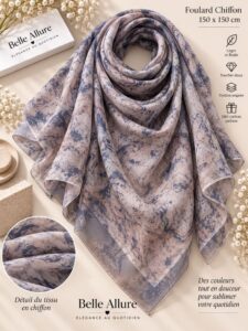 Foulard Chiffon 150×150 — رمادي 09
