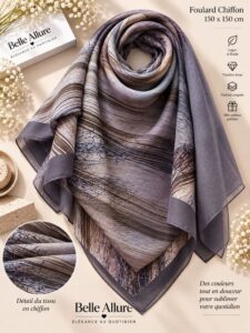 Foulard Chiffon 150×150 — رمادي 08