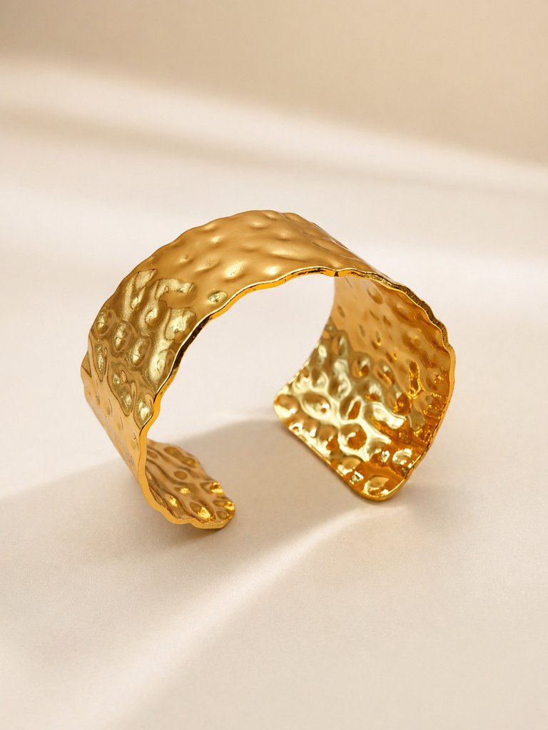 Bracelet Manchette Doré — Martelé - الصورة 2