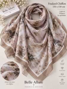 Foulard Chiffon 150×150 — بني ذهبي 07
