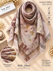 Foulard Chiffon 150×150 — بني ذهبي 02