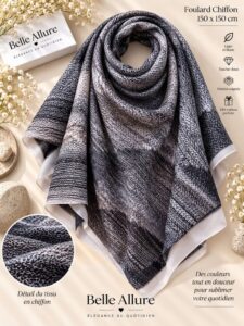 Foulard Chiffon 150×150 — رمادي 11