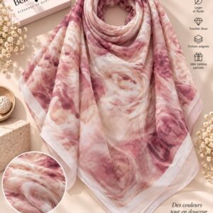 شال شيفون 150×150 — وردي