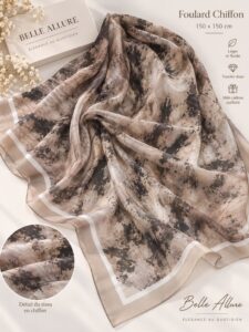 Foulard Chiffon 150×150 — بني ذهبي 08