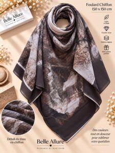 Foulard Chiffon 150×150 — رمادي 05
