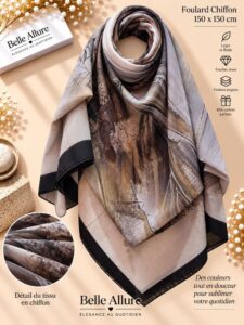 Foulard Chiffon 150×150 — بني ذهبي 05
