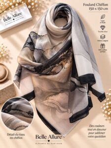 Foulard Chiffon 150×150 — بني ذهبي 03